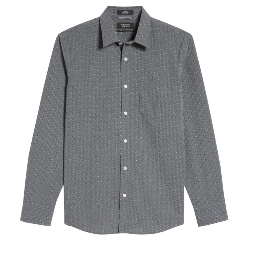 Nordstrom Men’s Shop Trim Fit Non-Iron Dot Print Shirt